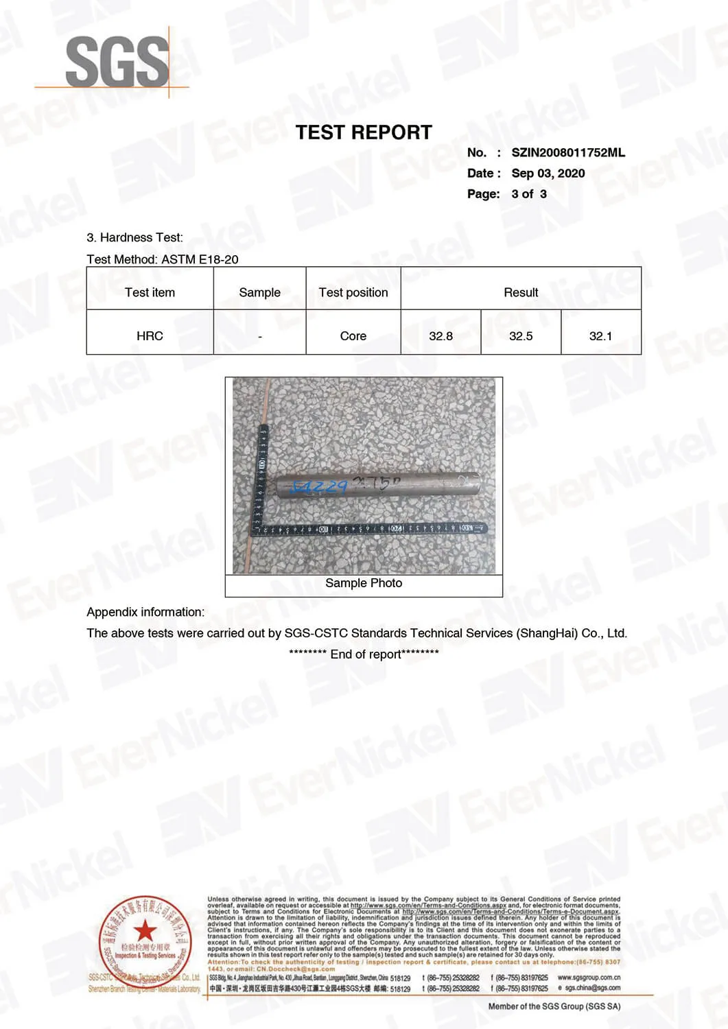 X-750 Hardness test